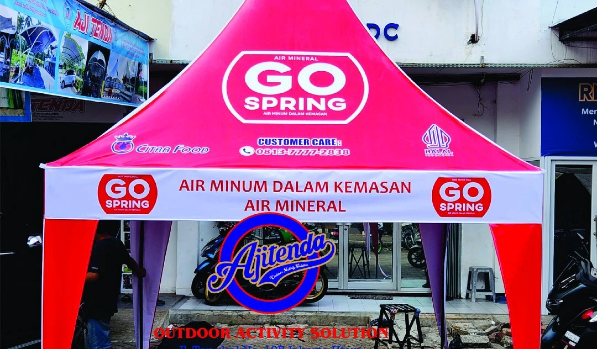 Tenda kerucut TENDA KERUCUT AIR MINUM GO SPRINT 3X3M<br><br>- Rangka pipa besi sistem bongkar pasang<br>- Bahan atap tenda korea 440gsm fullctak print<br>- Kemasan Carry Bag 2 tenda_air_minum_go_sprint_b